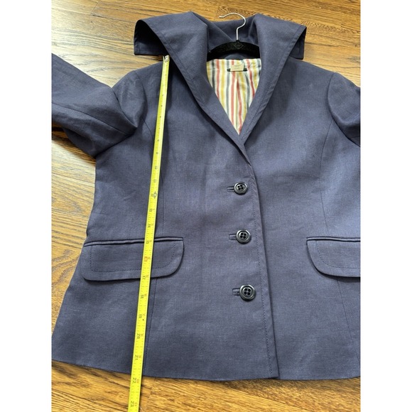 J. Crew Navy Linen Button Up Blazer Women's Size 6 Nautical Profession Career - Picture 7 of 7